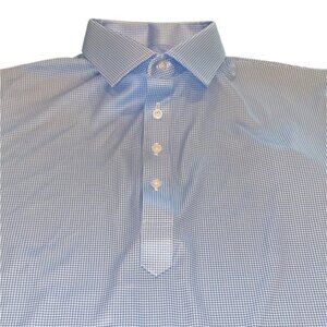 NWOT Collars & Co Men's XL Dress Collar Polo Shirt Blue White Houndstooth